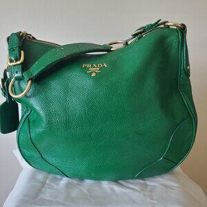 Emerald Green PRADA Womens Hobo Shoulder Bag Purse, 100% Auth, Stunning Color!